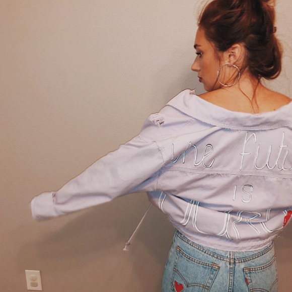 Distressed denim jacket custom purple - Picture 4 of 4